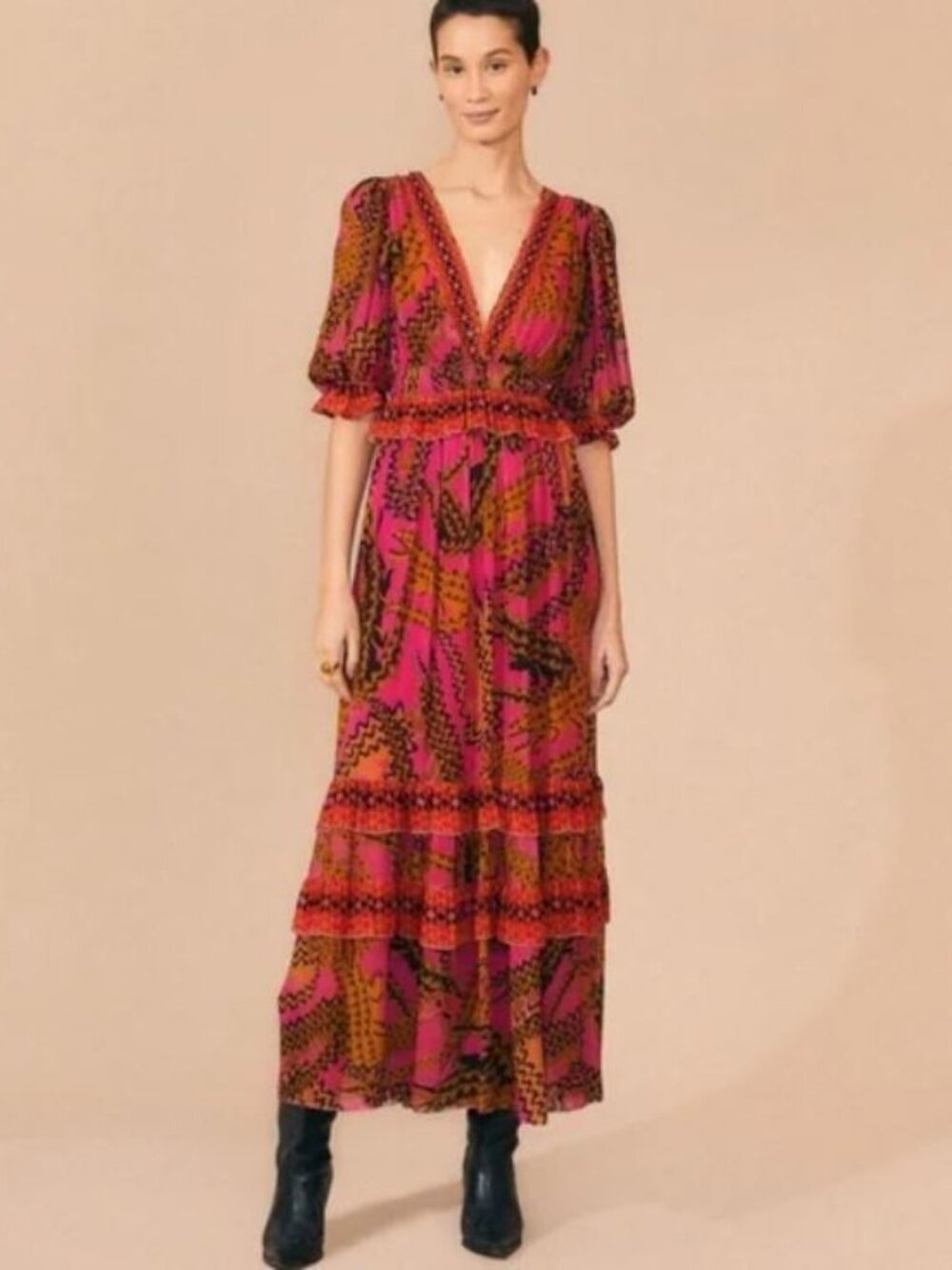 FARM Rio Pink Croco Maxi Dress sz XS NWT
